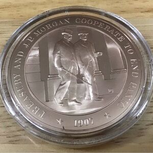 Commemorative Bronze Coin - Treasury and J.P. Morgan 1907